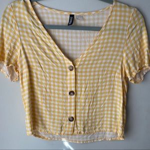 Plaid yellow Cardigan Top Small Divided brand